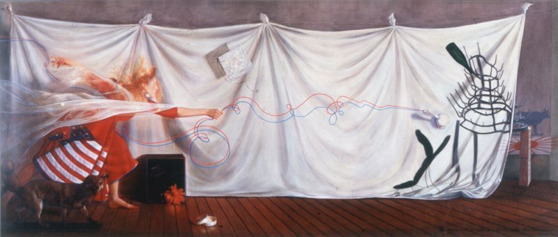 Peinture anaglyphe La belle américaine